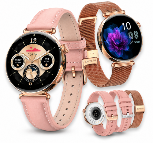 Przejdź do produktu Smartwatch damski SAYBERG TKY72 ekg rozmowy ciśnienie 3paski