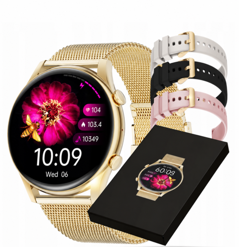 Przejdź do produktu Smartwatch damski w kolorze złota AMOLED 4 paski
